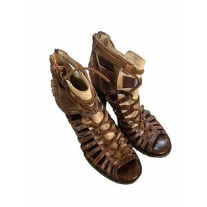 Women's Freebird by Steven Wazee strappy heel sandal bootie Size 10